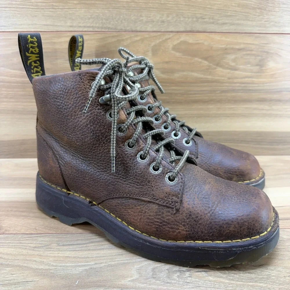 Dr Martens‎ Zachary Boots Men 8 Brown Distressed Leather Granola Aesthetic UK 7